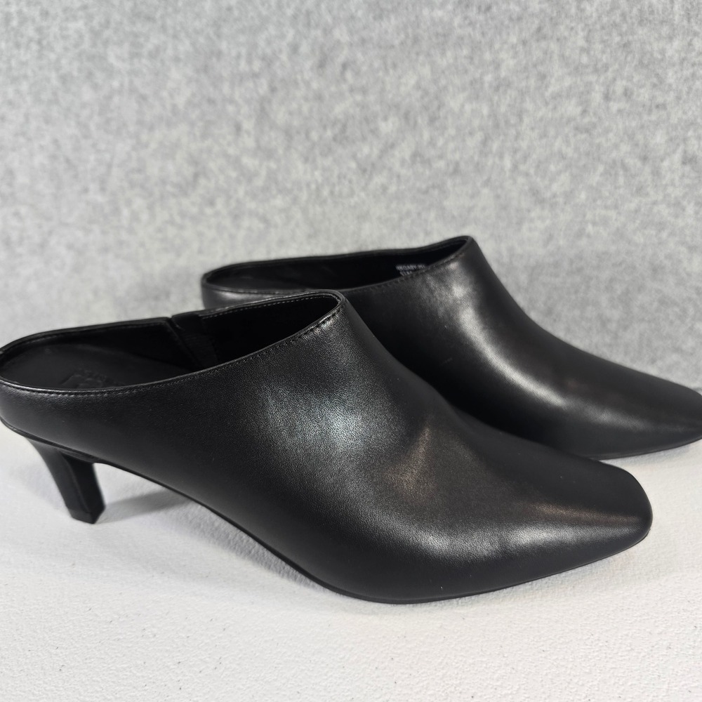 Nordstrom Rack Gaby Black Square Toe Kitten Heel Mules RKGABY-PU Womens 5.5 M